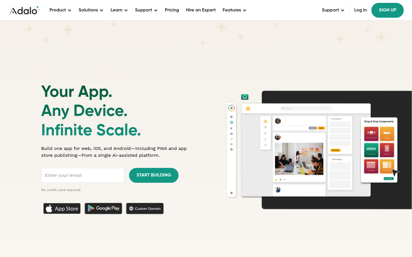 Adalo homepage screenshot