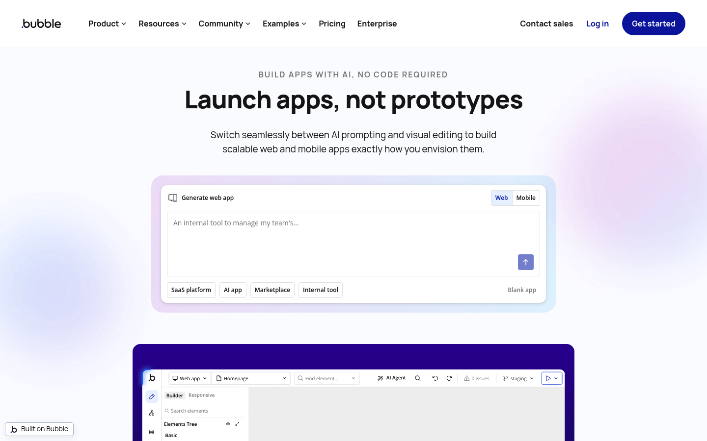 Bubble homepage screenshot