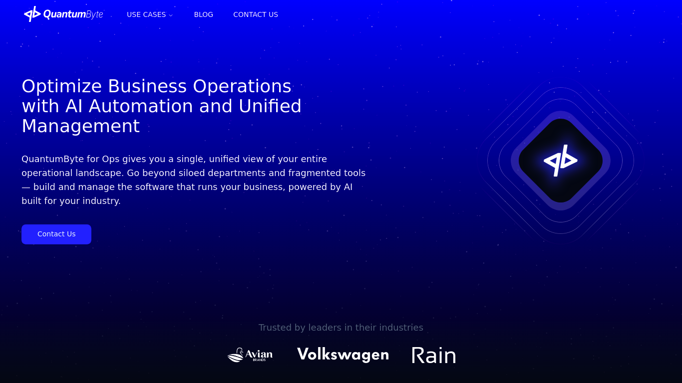 Screenshot of QuantumByte Enterprise page