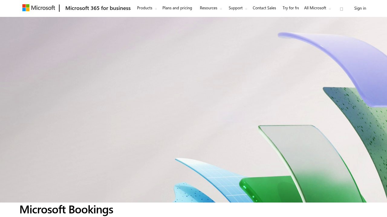 Screenshot of Microsoft Bookings product page