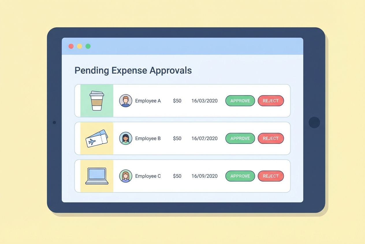Manager approval dashboard showing pending expense approvals