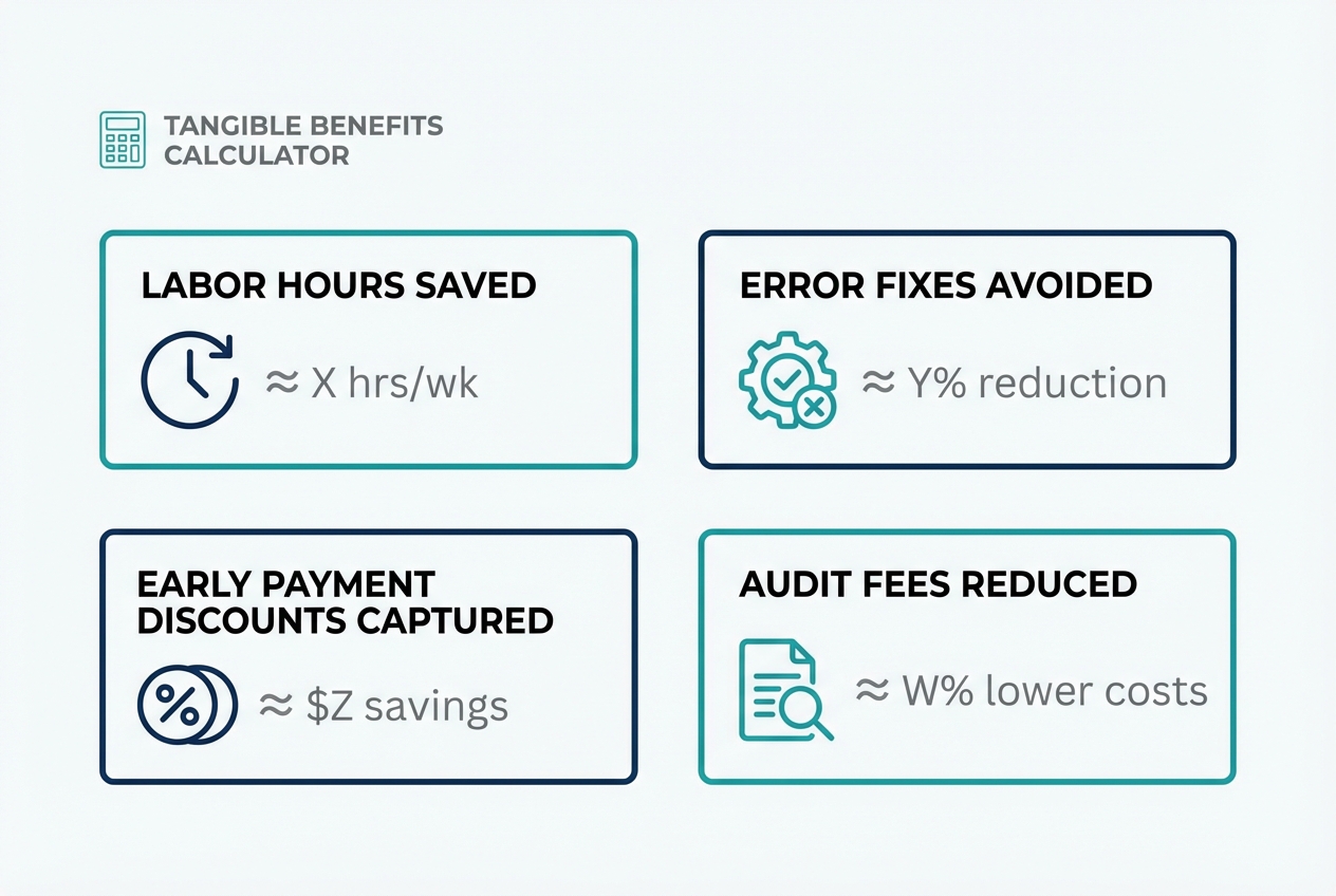 Diagram: Tangible benefits calculator for finance automation ROI