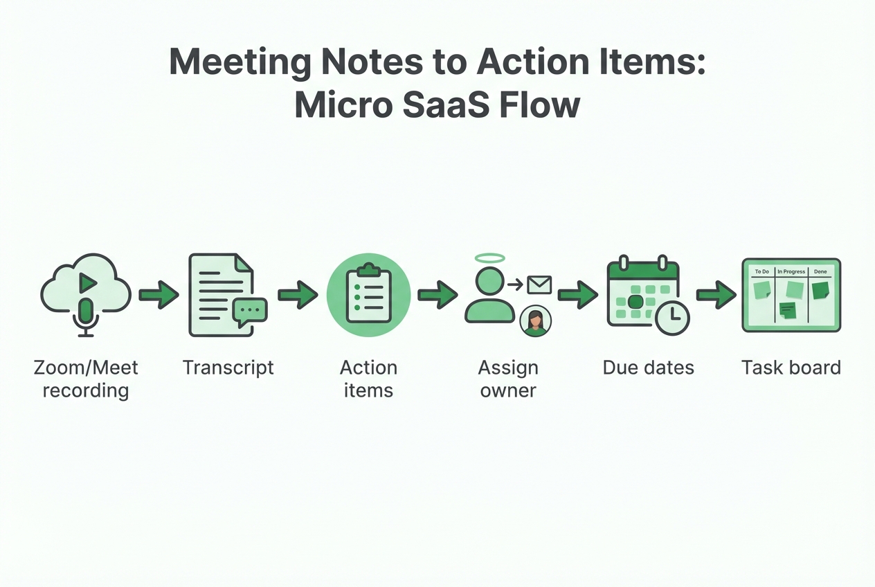 App interface converting meeting notes to tasks