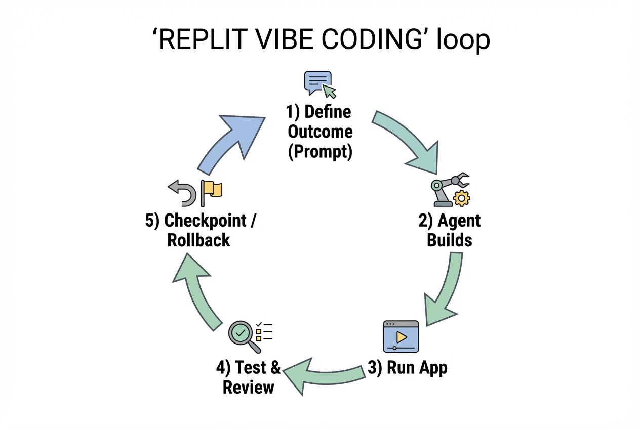 Diagram of the vibe coding loop