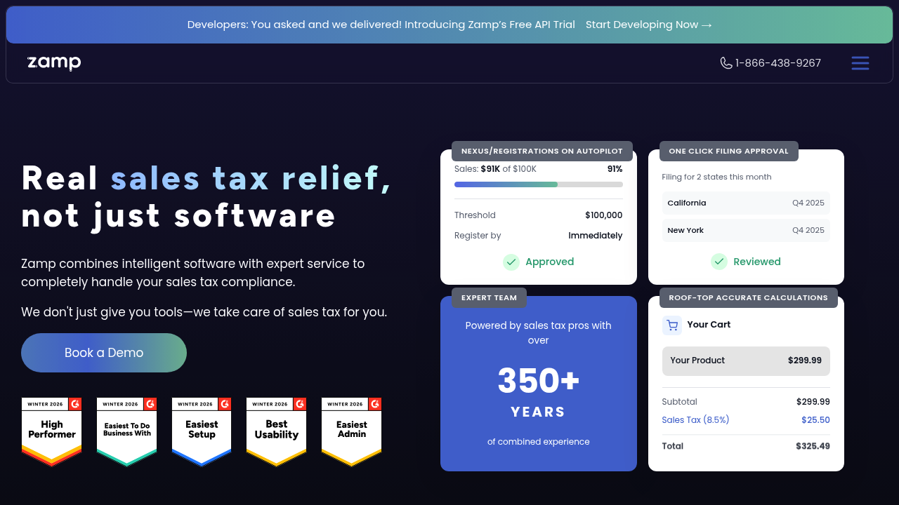Zamp landing page