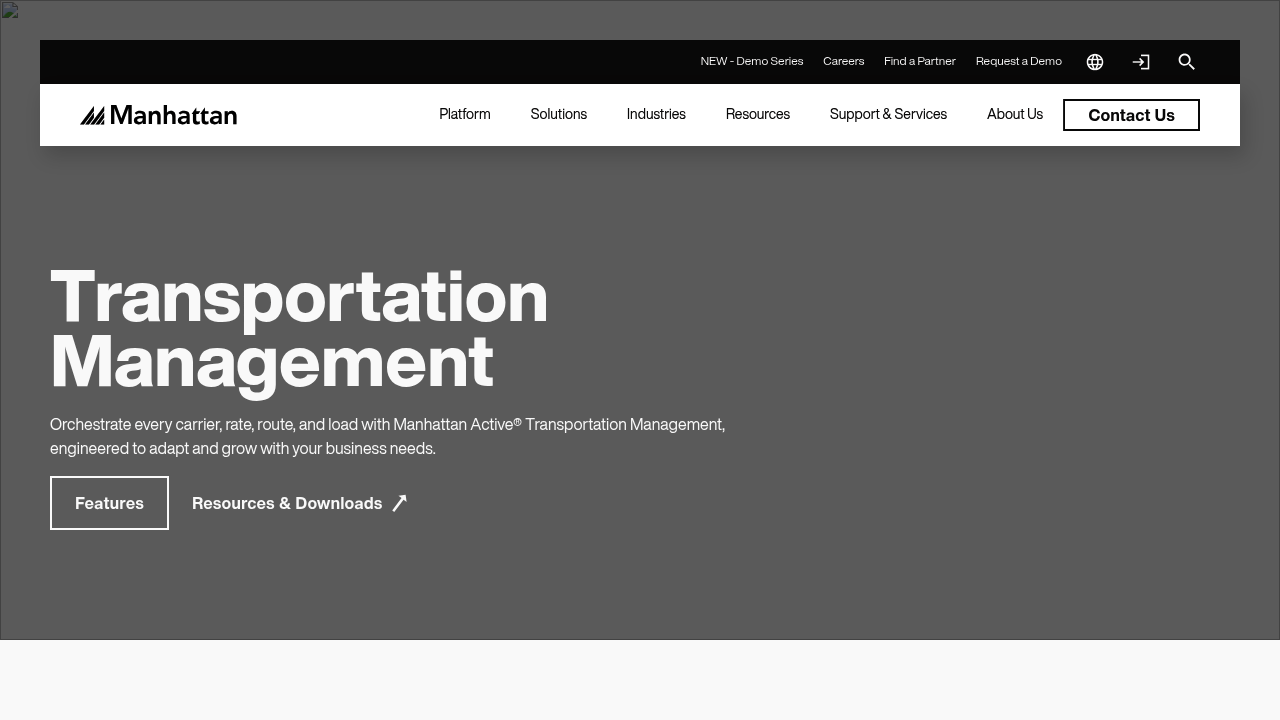 Manhattan Active Transportation Management product page screenshot